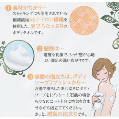 Khăn tắm tạo bọt dạng lưới mềm mịn, bông xốp cao cấp - Hàng nội địa Nhật Bản.