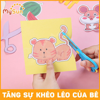Đồ chơi cắt giấy cho bé bộ đồ chơi cắt giấy dán tự làm thủ công cho bé tô màu