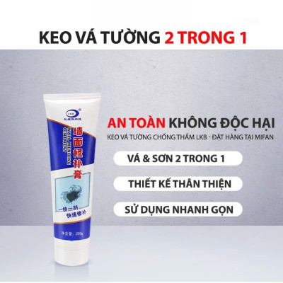 combo 2 lọ Keo Vá Tường Chống Thấm LKB 250gr 1 lọ - chuyên Trám Trét Vết Nứt Khe Hở Tường
