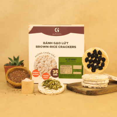 Bánh gạo lứt GUfoods vị Cỏ ngọt - Bao bì bánh tét xanh truyền thống - Không chiên dầu, Không đường, Lành mạnh, Phù hợp Eat clean, Ăn vặt healthy, Thực dưỡng, Tập gym, Thuần chay