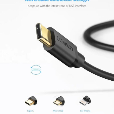 Ugreen UG30159US141TK 1M màu đen Dây USB 2.0 sang Type-C truyền dữ liệu và sạc - HÀNG CHÍNH HÃNG