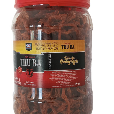 Bò Khô sợi mềm Thu Ba Quảng Ngãi 500gr ( KLT 450gr) cay vừa ngon