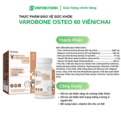[Hộp 60 Viên] Viên Uống VAROBONE OSTEO Hỗ Trợ Cải Thiện Loãng Xương - SHINPOONG PHARMA