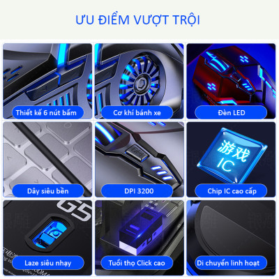 Chuột máy tính gaming SIDOTECH G5S chuyên chơi game Esport đèn Led Rgb / 6 Nút Bấm / DPI 3200 / tuổi thọ 30 triệu lần click cao thiết kế công thái học cho game thủ streamer FPS Moba lướt web thiết kế làm việc văn phòng tương  - Hàng chính hãng