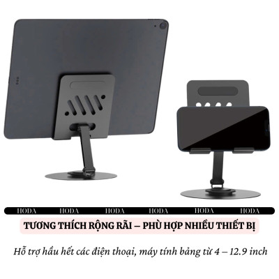 Stand/ Giá Đỡ Nhôm Xoay hiệu WIWU ZM-013 Rotation Stand Cho Điện Thoại, Máy Tính Bảng Điều Chỉnh Xoay 360 cho iPhone 11 12 13 14 15 16 S23 S24 S25 Z Fold Flip 3 4 5 Oppo Xiaomi - Hàng nhập khẩu