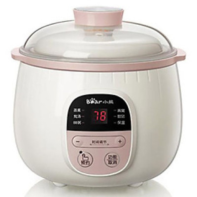 Nồi nấu cháo chậm, ninh hầm cách thủy Bear DDZ-B08C1 dung tích 0.8L Kèm Lồng Hấp 1L Hàng chính hãng