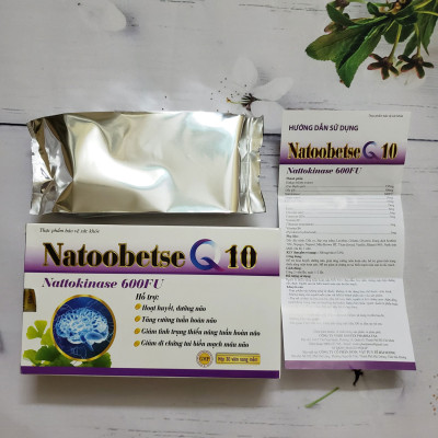 Hoạt huyết dưỡng não Natoobetse Q10 giúp tăng cường tuần hoàn não, giảm tình trạng thiếu máu tuần hoàn não - Hộp 30 viên