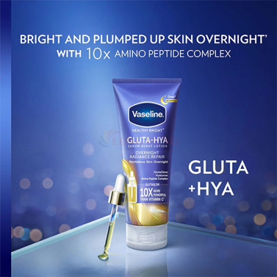 Sữa dưỡng thể Vaseline Gluta-Hya 10X Serum Burst Lotion OverNight Radiance Repair (70ml/330ml) - Hàng chính hãng