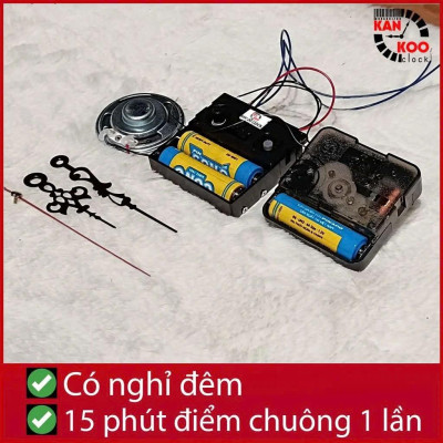 Bộ Máy Phát Nhạc Chuông Điểm Giờ Cho Đồng Hồ Treo Tường - 15 Phút 1 Lần, 3 Kiểu Nhạc, Chế Độ Nghỉ Đêm - Bảo Hành 3 Năm