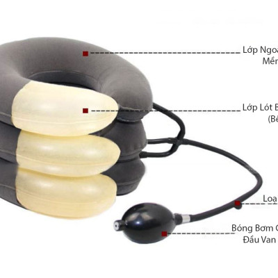 Đai Gối Hơi Đỡ Cổ Massage Hỗ Trợ Điều Trị Kéo Dãn Đốt Sống Cổ KUNBE ( Bóng Kim Loại )