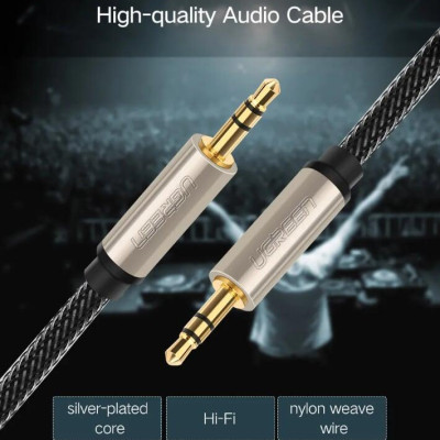 Ugreen UG40782AV125TK 3M màu Đen Cáp âm thanh 2 đầu 3.5mm dương đầu bọc kim loại cao cấp - HÀNG CHÍNH HÃNG
