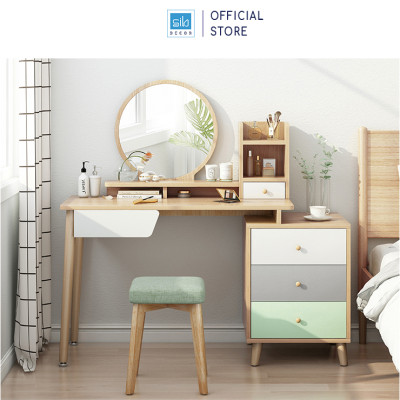Bộ Bàn Phấn Trang Điểm Phong Cách Bắc Âu Với Chân Gỗ Hiện Đại SIB Decor BTD09 (Không Kèm Ghế)