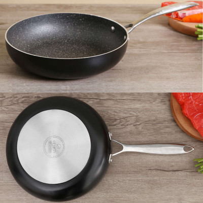 Chảo chống dính vân đá Elmich Opal 2353802 vung kính đáy từ Full Induction size 24cm