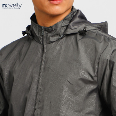 Áo jacket nam in chìm nón rời Novelty xám đậm 2203262