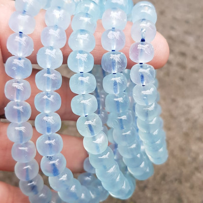 Vòng tay phong thủy may mắn đá Aqua Xanh hạt bầu tròn mới đẹp Size 8mm bóng đẹp Vòng màu xanh Aqua nhẹ nhàng mát lạnh đeo tay xinh xắn lắm ạ