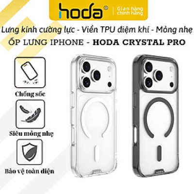 Ốp lưng kính cường lực chống sốc 2m viền TPU Hoda Crystal Pro trong suốt clear cho IPhone 17 Air 17 Pro Max 17 Pro 16 Pro Max 16 Pro - Hàng nhập khẩu