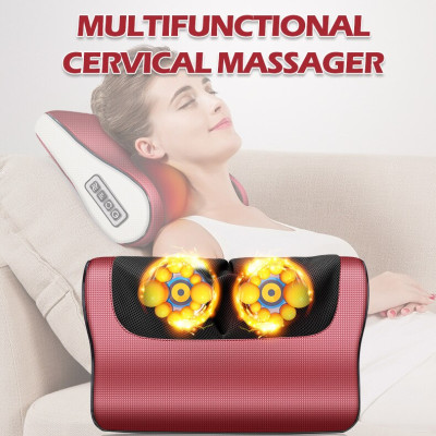 Gối Massage, Máy Massage Hồng Ngoại Cổ Vai Gáy Lưng Giảm Đau Đầu Hiệu Quả 16 Bi Cao Cấp Thế Hệ Mới