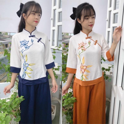 Đồ Lam Đi Chùa # Tàu Lụa Quần Váy # Hoa Sen iN # Quần Áo Nữ # Đồ Bộ Nữ