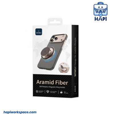 Hàng chính hãng WiWU Warriors Aramid Fiber 360° Rotation Magentic Ring Holder Wi-MW-008 nhỏ gọn, giữ vững điện thoại