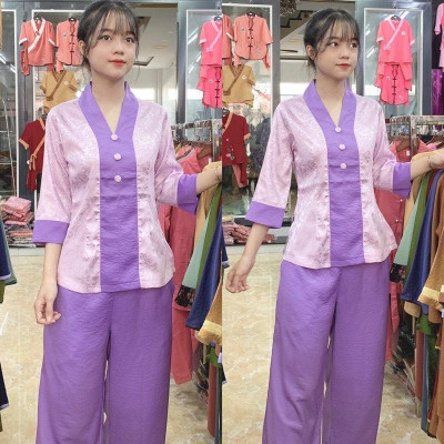 ĐỒ LAM ĐI CHÙA #Mã Freeship Xtra RP028# Lụa Phối Gấm Cao Cấp