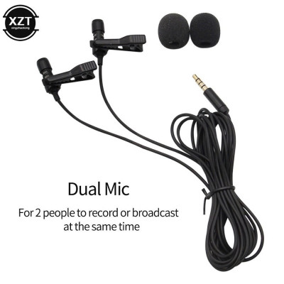 Cặp micro cài áo cho Camera, Gopro, Smartphone Micro kẹp áo thu âm đôi dùng cho điện thoại, laptop, máy tính bảng - Hàng Nhập Khẩu
