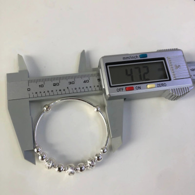 Vòng Tay Lắc Tay Cho Bé Bạc Ta Hình Bi Phay Free Size BẠC HIỂU MINH LTE530