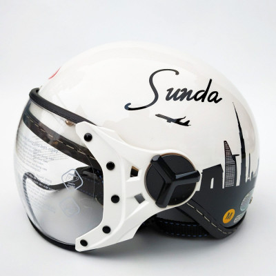 Mũ bảo hiểm nửa đầu có kính Sunda 180B tem