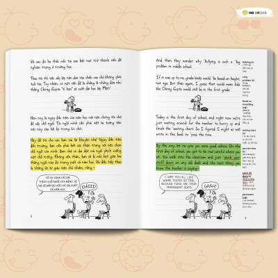 Combo 10 tập Nhật Ký Chú Bé Nhút Nhát - Diary Of A Wimpy Kid BẢN SONG NGỮ kèm audio