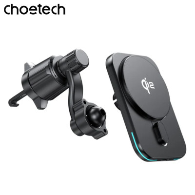 Giá đỡ sạc không dây trên ô tô Choetech T231 công suất 15w chuẩn Qi2 xoay 360 độ có tản nhiệt (Hàng chính hãng)