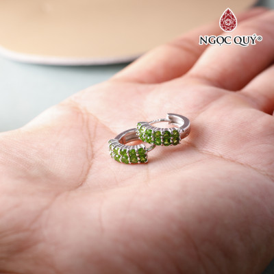 Bông tai bạc đính đá diopside mệnh hỏa mộc - Ngọc Quý Gemstones