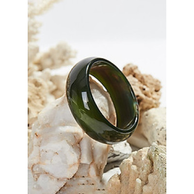 Vòng tay đá mã não xanh rêu bản hẹ dầy 20mm mệnh mộc hỏa - Ngọc Qúy Gemstones