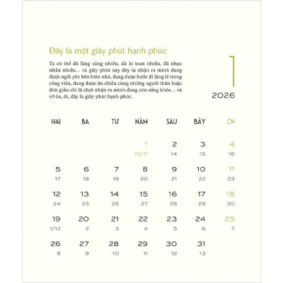 Bộ Lịch Thư Pháp Làng Mai - Bính Ngọ 2026