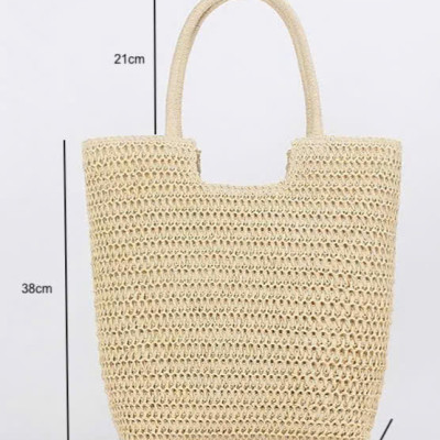 Giỏ Cói Giấy Mềm Dáng Tote Gắn Vỏ Sò, Giỏ Cói Tote Hải Đường ACC142