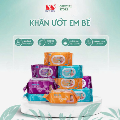 Combo 10 gói  Khăn ướt cho bé Angela baby tím vải không dệt rayon cao cấp 100 miếng (13.5x20cm) không cồn