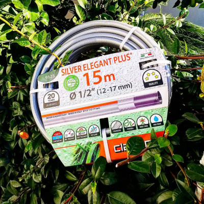 Cuộn ống nước bạc Claber 15m phi 1/2/ Silver Elegant Plus m 15 Ø 1/2” (12-17 mm) Claber 9123