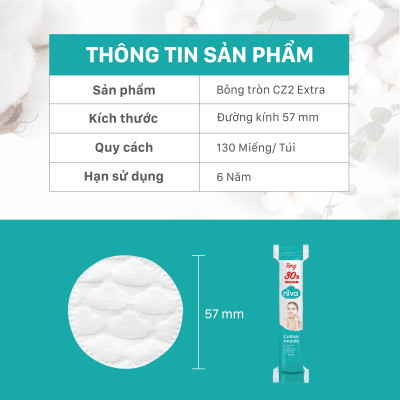 COMBO 10 Túi 130 Miếng Bông Tẩy Trang Tròn NIVA Cao Cấp Cz2 Bông Tự Nhiên 100% Mềm Mại An Toàn Cho Da Nhạy Cảm