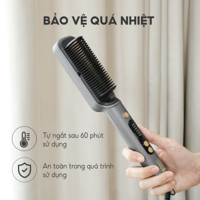 Lược điện chải tóc Lê Bên Làng LBL3055 inon âm chống xơ rối, kèm gương - Hàng chính hãng