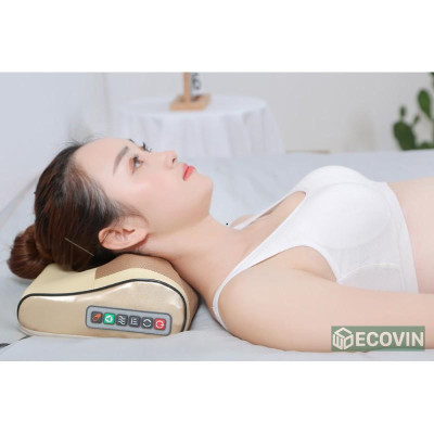 Gối Mát Xa, Gối Massage Hồng Ngoại Xoa Bóp Giảm Căng Thẳng 16 BI, Bảo Vệ Vai Gáy, Hỗ Trợ Mất Ngủ