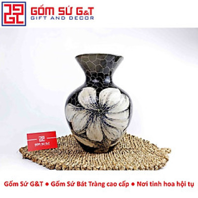 Lọ hoa Mosaic miệng loe khắc hoa loa kèn