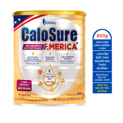 Sữa bột CaloSure America+ lon 800g - Tăng cường miễn dịch và sức khoẻ tim mạch, Bữa ăn bổ sung hợp lý cho người bệnh tiểu đường