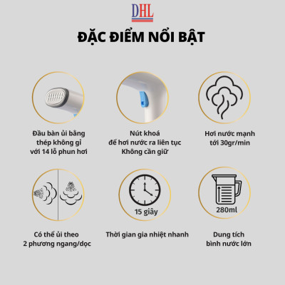 Bàn là hơi nước cầm tay Mitomo MW - 801 tích hợp 3 chế độ là hàng cao cấp công suất 1500W - bảo hành 2 năm hàng chính hãng