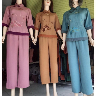 ĐỒ LAM ĐI CHÙA Mầu Đài Loan Vải Tơ - Đũi Cao Cấp