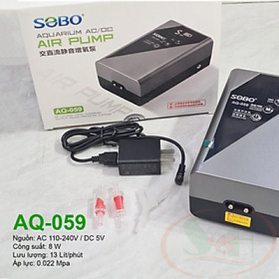 Máy sủi tích điện Sobo AC/DC Air Pump AQ series sục oxy 1 2 vòi bể cá tép thủy sinh cảnh