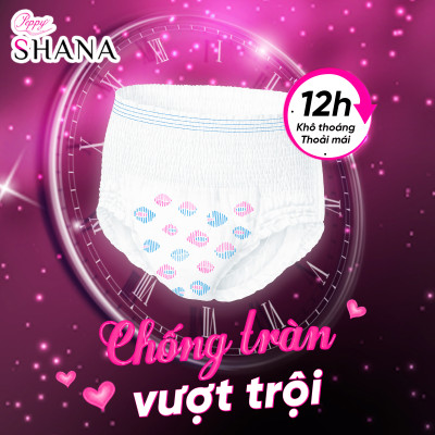 Combo 8 gói Băng vệ sinh quần Peppy Shana ngày đêm, mềm mại, thấm hút tối đa, chống tràn GÓI LỚN 10 quần/gói