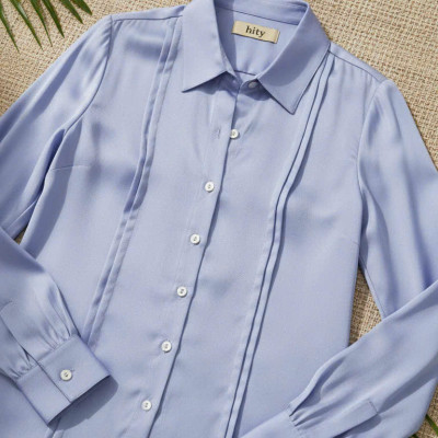 Áo Sơ Mi Lụa Thanh Lâm, Áo Sơ Mi Dài Tay Phong Cách Công Sở Thời trang thiết kế Hity Top173