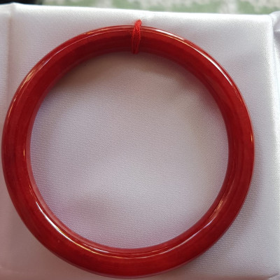 Vòng Cẩm Thạch đỏ đẹp đậm đều bóng xinh quá ni 54mm x cọng 7mm Vòng  chuẩn hợp nữ mạng hỏa mạng thổ 53kg- 60kg đeo đẹp tay may mắn tốt sức khỏe công việc rực rỡ tài lộc ạ Món quà tặng ý nghĩa dành cho Mẹ chính mình & người thân ạ