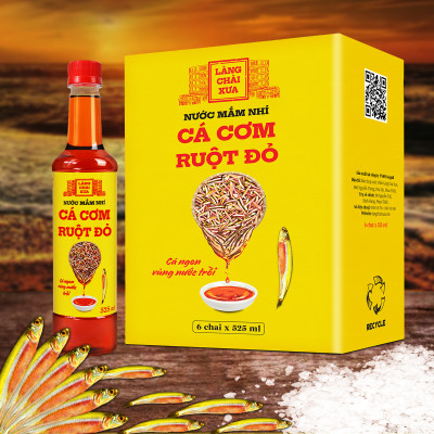 Đặc Sản Phan Thiết - Thùng 6 Chai Nước Mắm Nhỉ Cá Cơm Vàng Ruột Đỏ Làng Chài Xưa 525Ml/Chai Cá Ngon Vùng Nước Trồi 300 Năm Truyền Thống