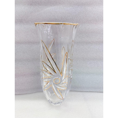 BINH CẮM HOA THỦY TINH HOA VÀNG LỐC XOÁY CAO 30CM