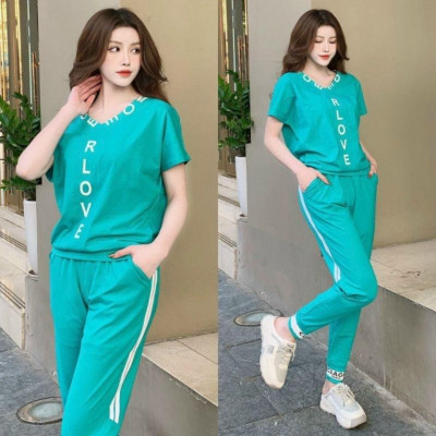 Sét đồ bộ thun nữ chữ love siêu hót mẫu mới đẹp có bigsize, sét bộ đi chơi mặc ơ nhà xinh xắn thời trang cao cấp