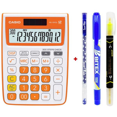 Máy Tính Văn Phòng Casio MJ 12VCB-RG - Kèm Quà Chất